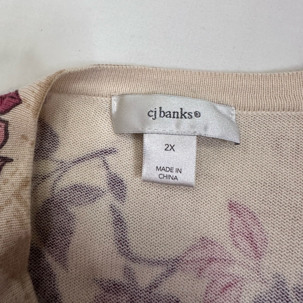 CJ Banks Beige Floral Cardigan Sweater Size 2X - Picture 4 of 8